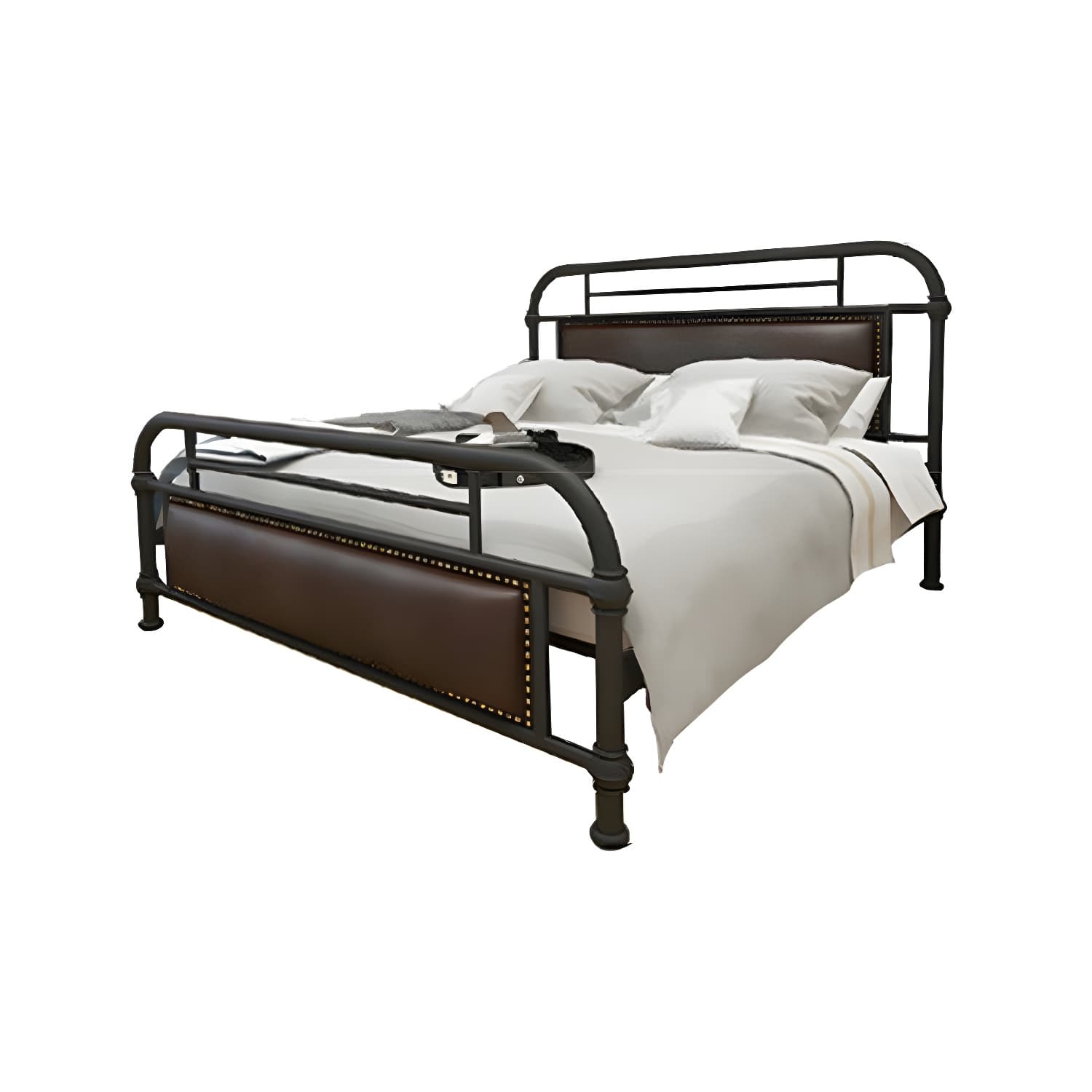 Industrial Nailhead Upholstered Bed Frame Metal 43.3" Tall Bed - image 6