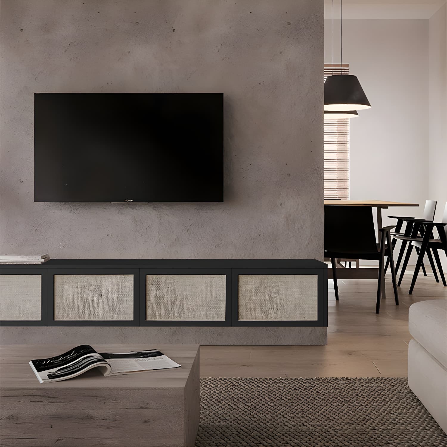 Scandinavian Wood TV Stand Console Wall-mounted TV Media Stand for Living Room - image 11