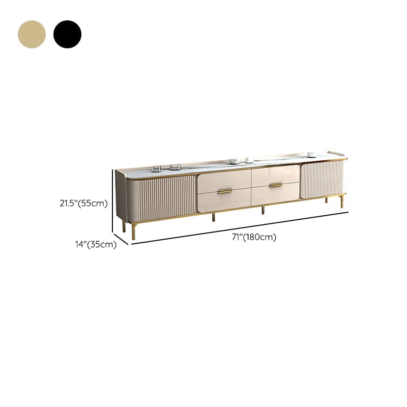 Chalk Art Deco Sintered Stone TV Stand for Sitting Room with 4/3 Drawers, 2 Cabinets, and Gate Doors - image 9