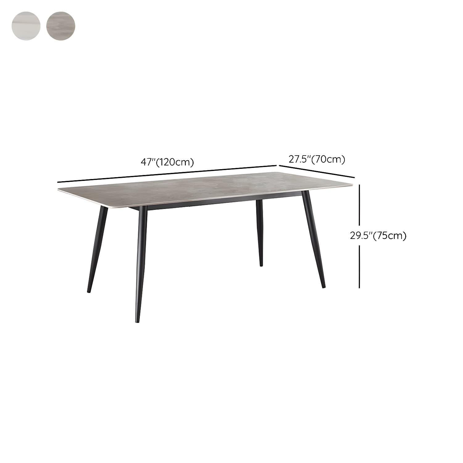 Sleek Rectangle Stone Dining Table with Black Steel Legs, Scratch Resistant - image 13