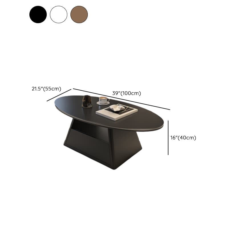 Single Board Game Coffee Table with Slate Top and Base, Elliptical Shape, 1 Drawer, and 1 Shelf - image 10