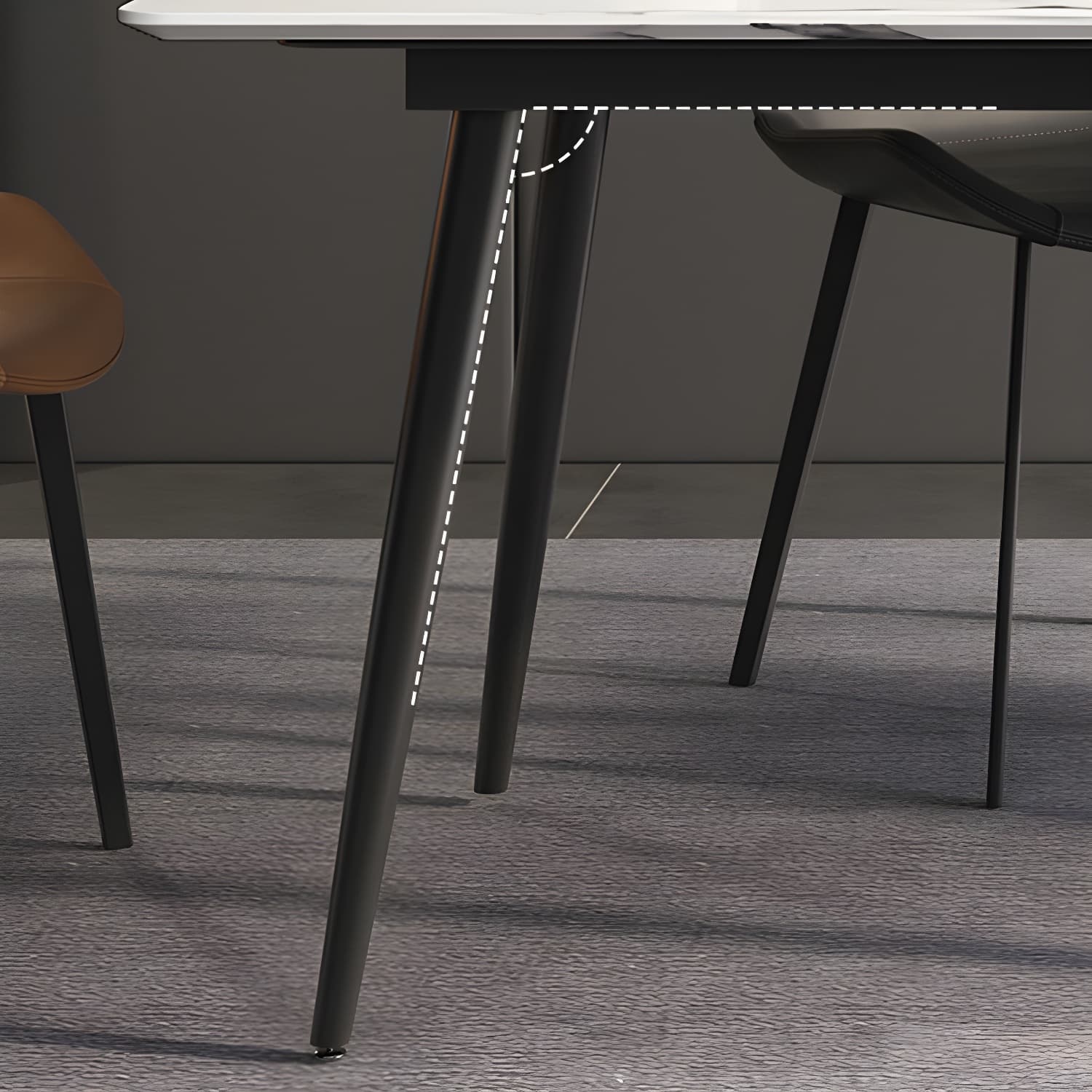 Stone Top Dining Table Rectangle Modern Dining Table with 4 Black Legs - image 7