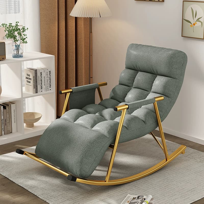Chic Indoor Modern Rocking Chair - Upholstered, with Tuft and Track Arms, Seats One