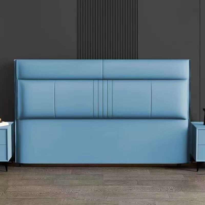 Trendy Panel Headboard in Natural Wood with No Distressing, Rectangle Shape for Queen/Full Bed, Featuring Sponge Upholstery and Standard Height
