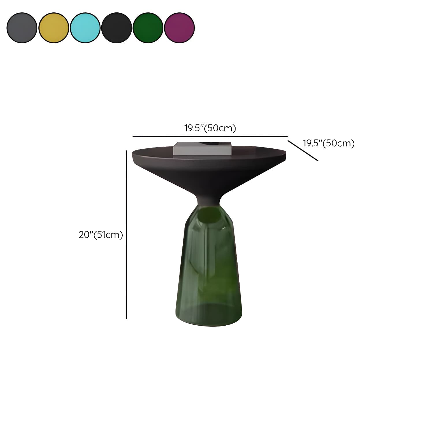 Small Size Modern Round Black Glass Coffee Table - Pedestal Base, Non-Upholstered - image 16