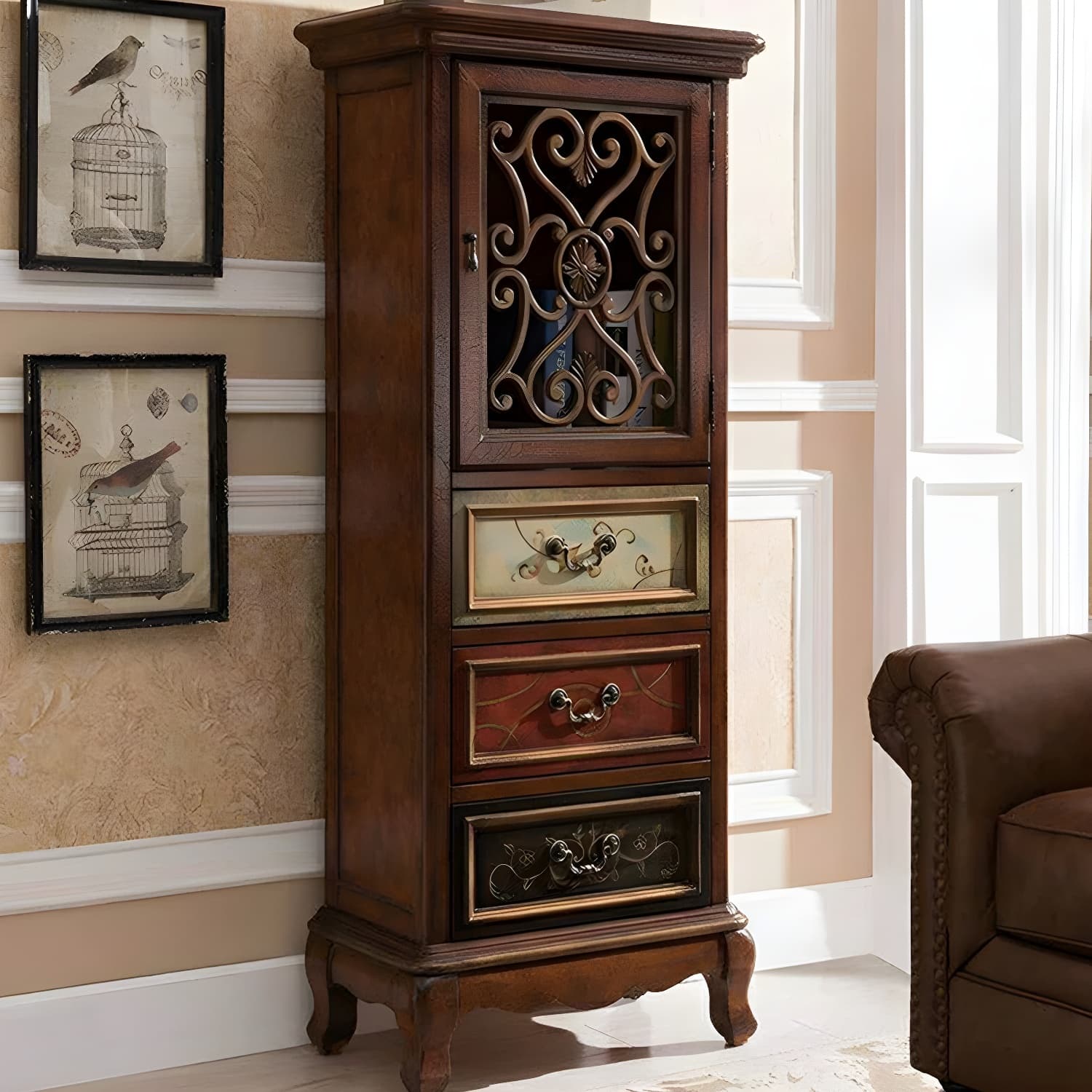 47.24"/61.02" Tall 1- Door Wooden Cabinet, Rectangle Accent Cabinet with Drawers - image 13