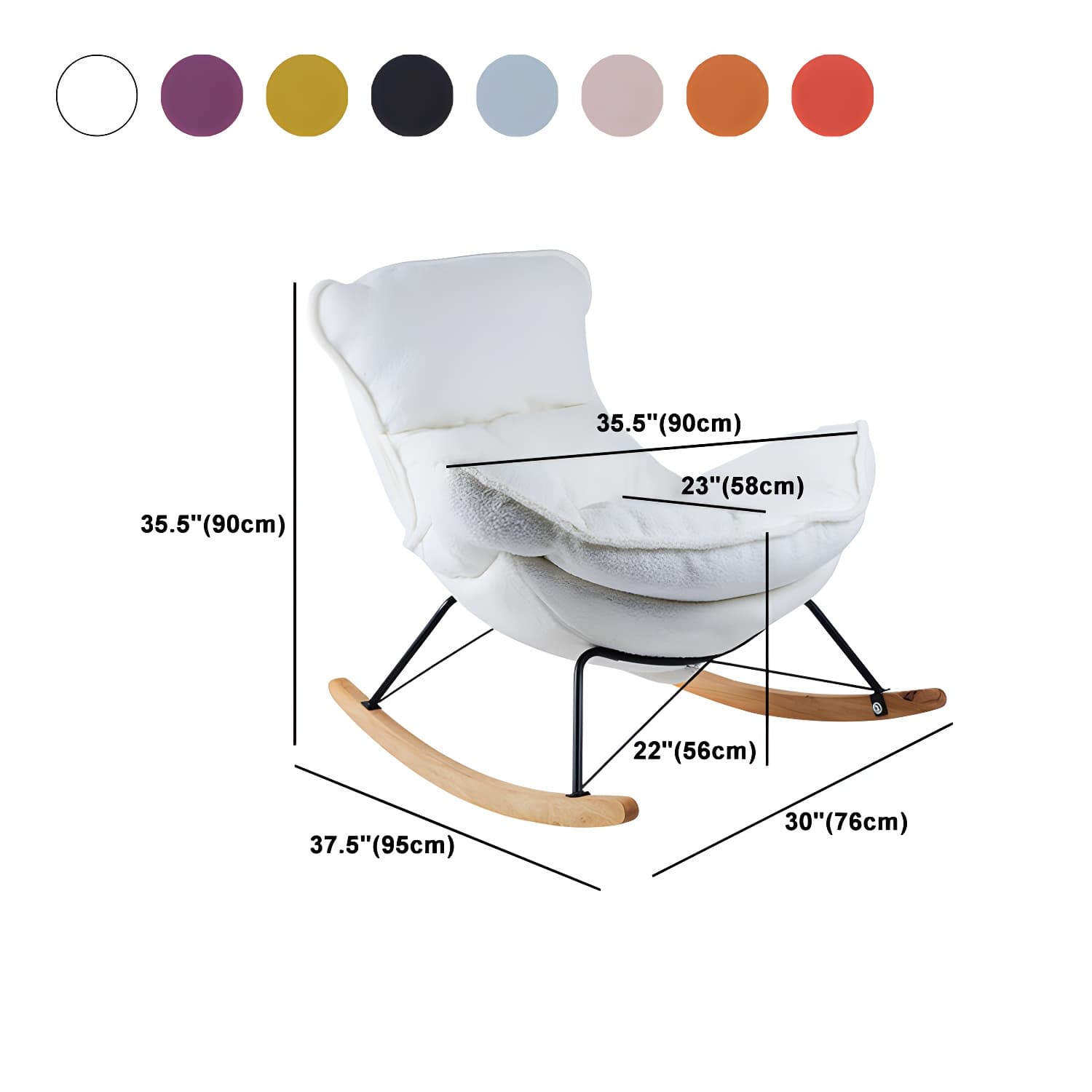 High Back Rocking Chair Ergonomic with Padded Seat Rocker Chair with Ottoman - image 24