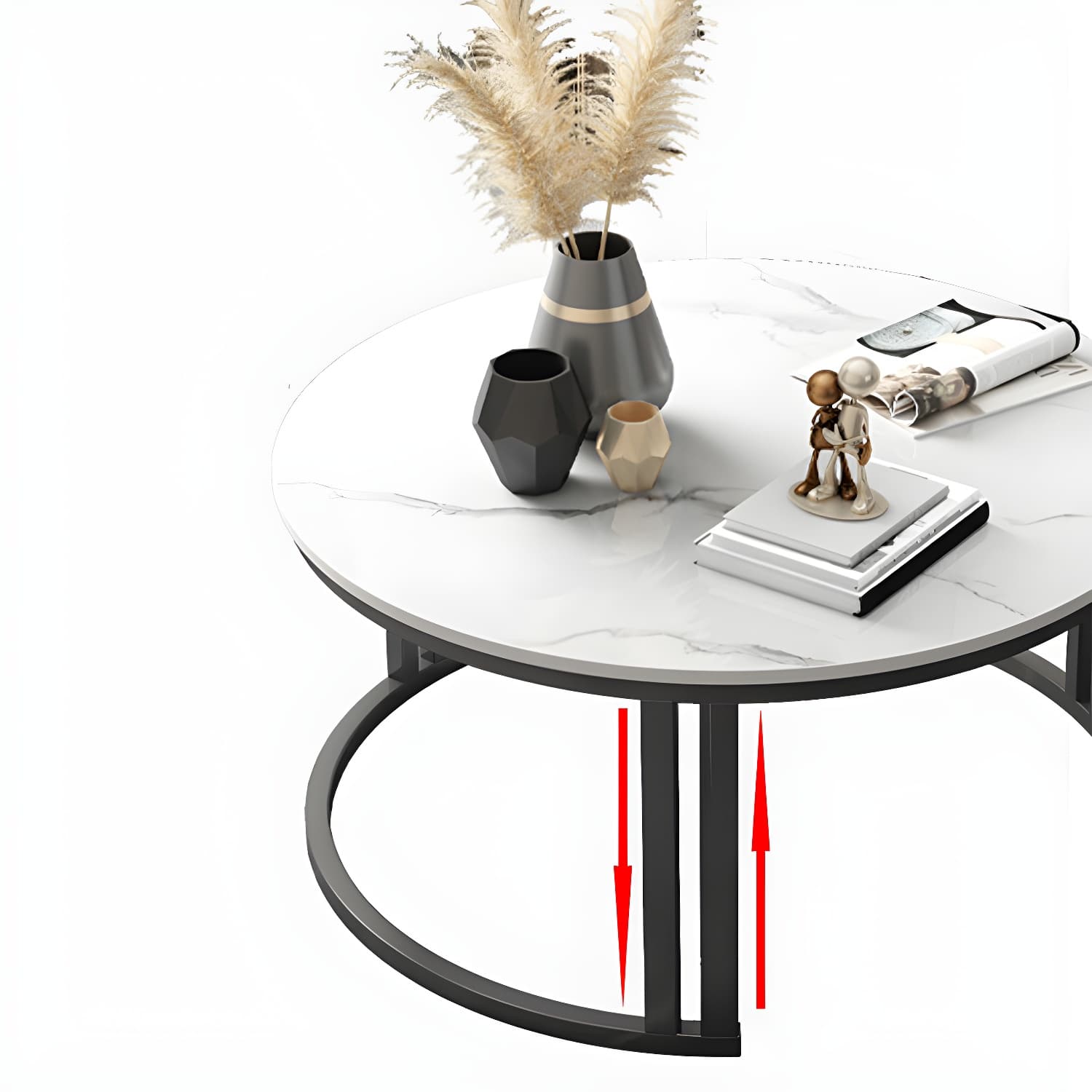 Contemporary Nesting Coffee Table Set Stone Frame Coffee Table Set - image 11