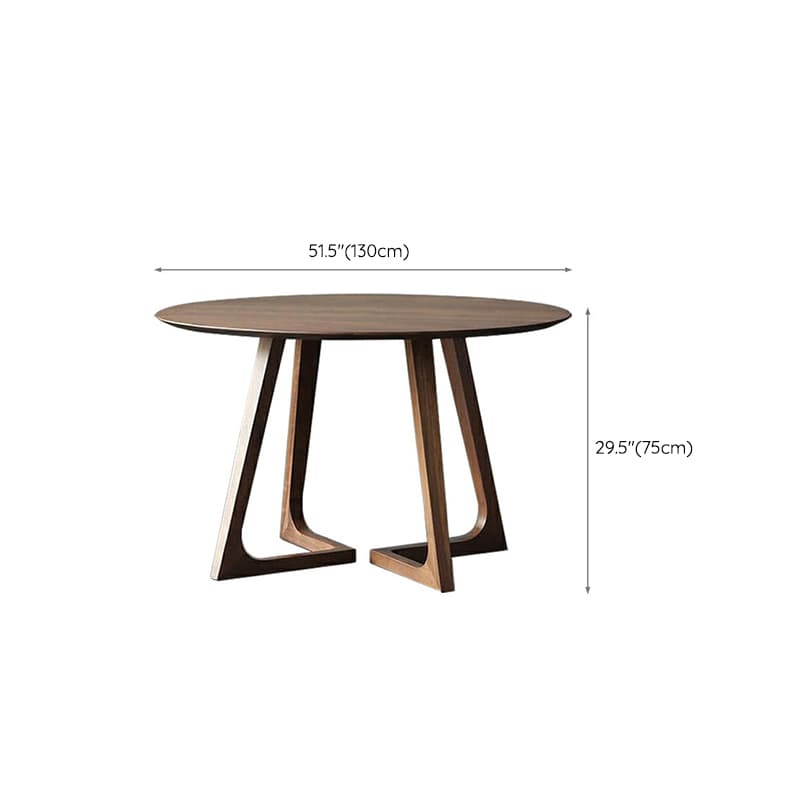 Scandinavian Brown Round Wood Dining Table with Double Pedestal Base - image 16