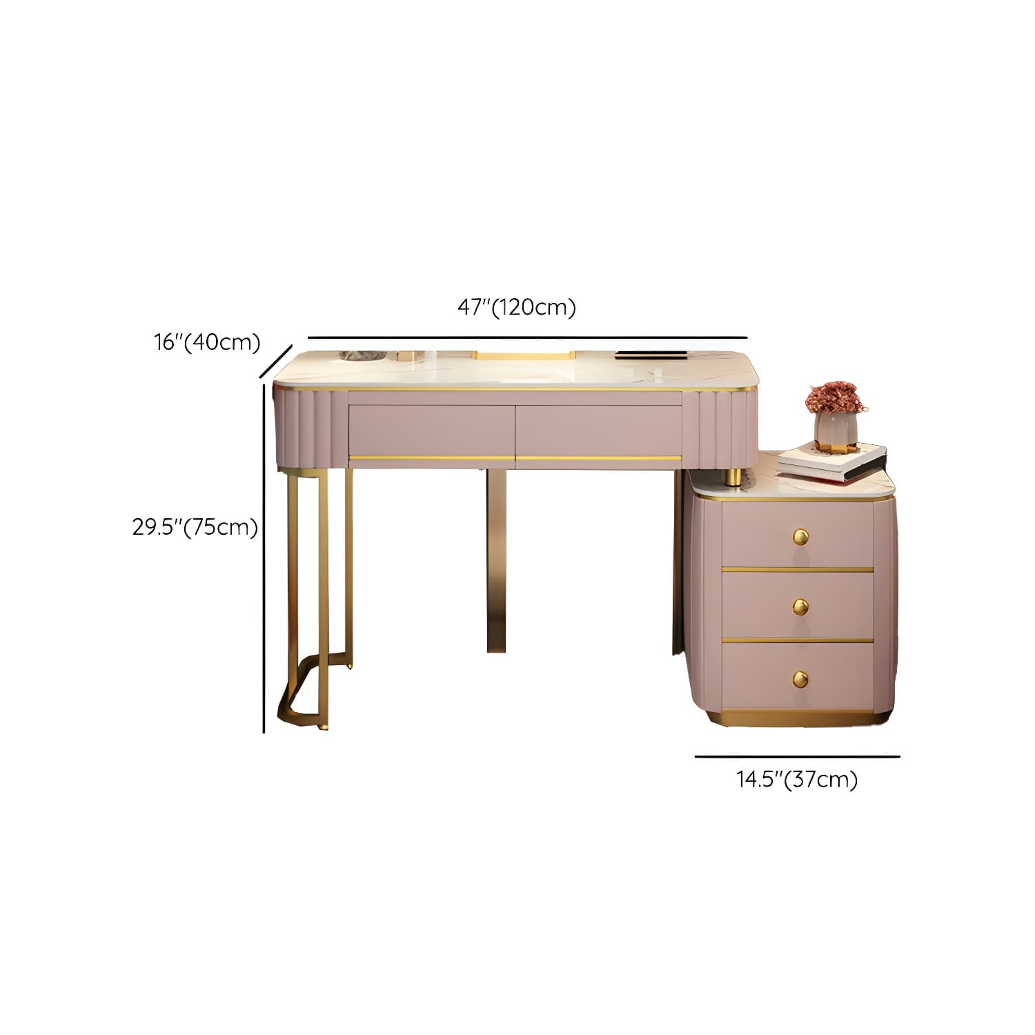 Contemporary Make-up Vanity with White Wooden Top for Bedroom - image 14
