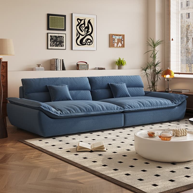 Modish Solid Color Stain Resistant Standard Sofa in Light Gray/Mocha/Off-White, 2-seater with 2 Pillows - image 4