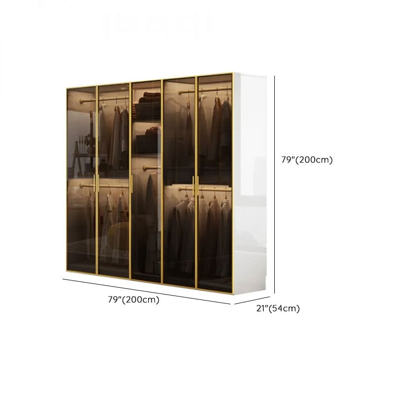 White Trendy Reclaimed Wood Almirah with Soft Close Drawer, Interior Shelves, and Hanging Rod - image 17