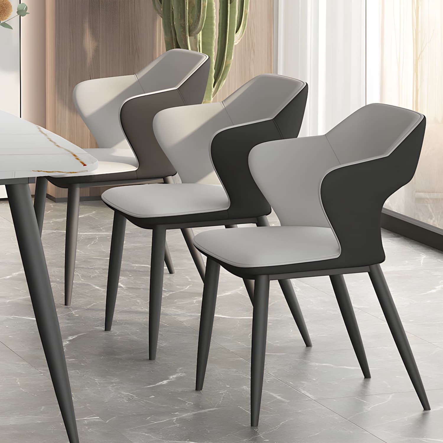 Metal Modern Indoor Side Chair with Arms Matte Finish Open Back Dining Chair - image 10