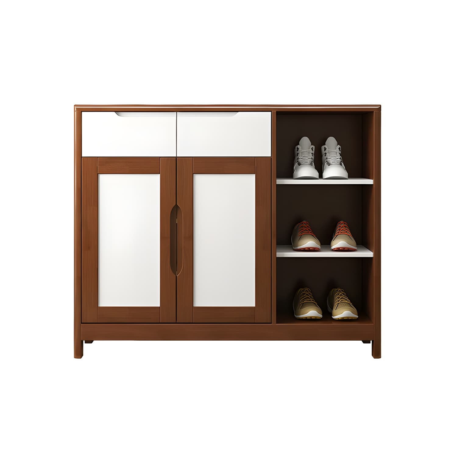Mid-Century Cabinet with 2 Doors and 2 Drawers in Rubberwood - image 12