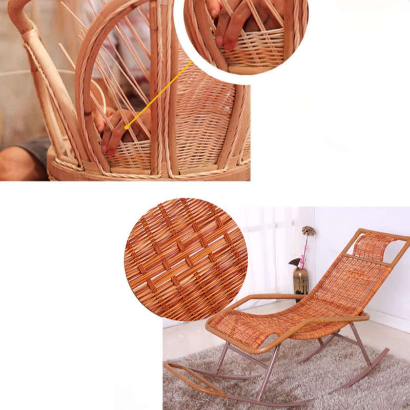 Ergonomic Wicker Front Porch Rocking Chairs with Rear Back, Stationary - image 28