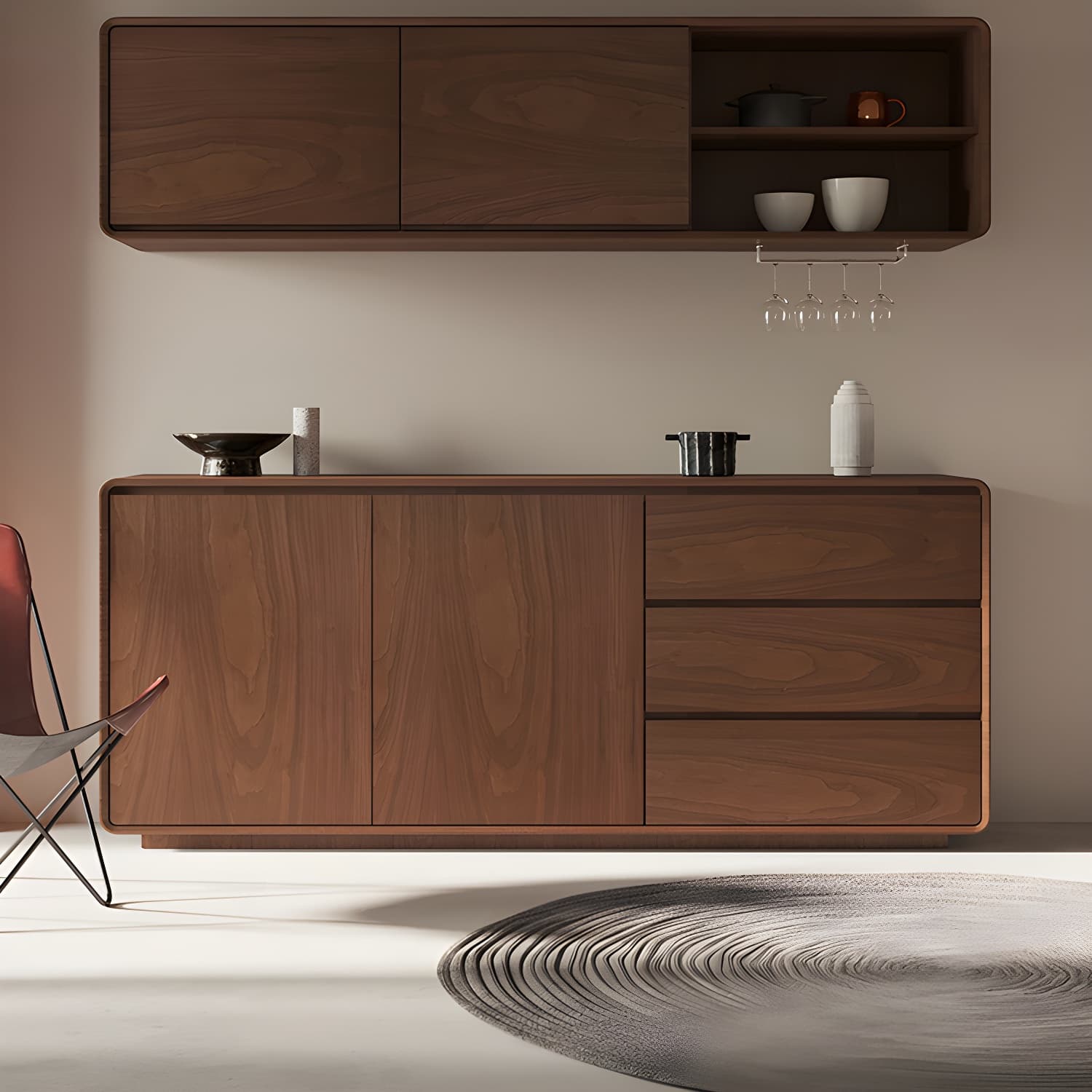 Wood Sideboard with 2 Doors and 3 Drawers, Overall Dimensions 40cmW x 80cmH - image 7