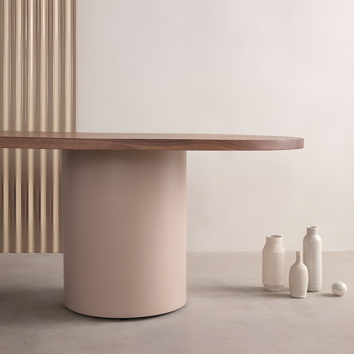 Contemporary Wood Top Oval Dinette Table White Base Dining Table for Living Room - image 6
