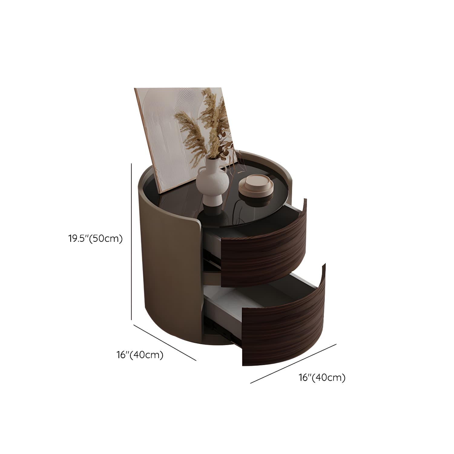 2 Drawers Contemporary Bedside Cabinet Antique Finish Nightstand - image 11