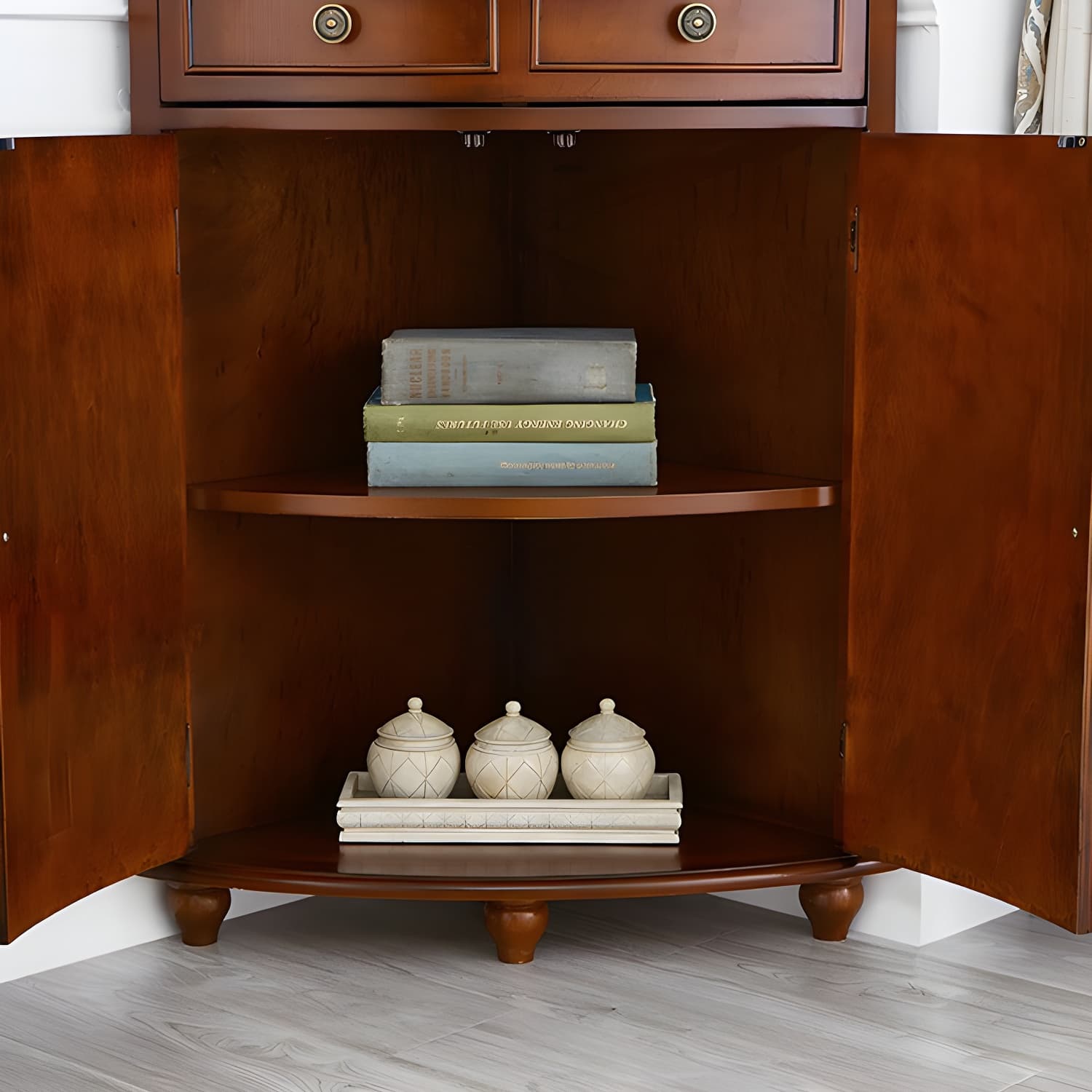 Mid-century Modern 1- Door Cabinet Wooden Corner Cabinet with Shelf - image 9