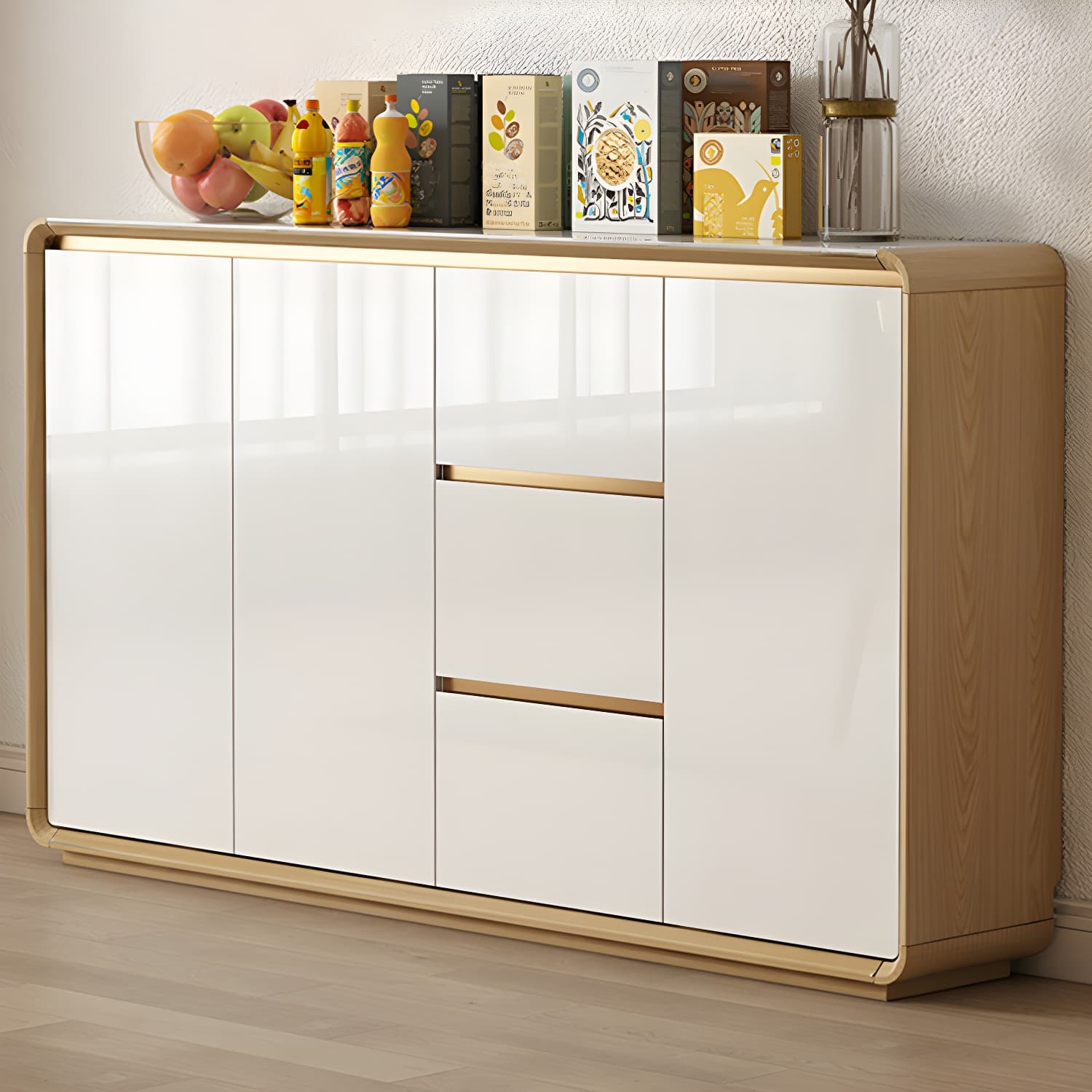 Contemporary Style Adjustable Shelving Wood Sideboard Cabinet with Cabinets and Drawers - image 8