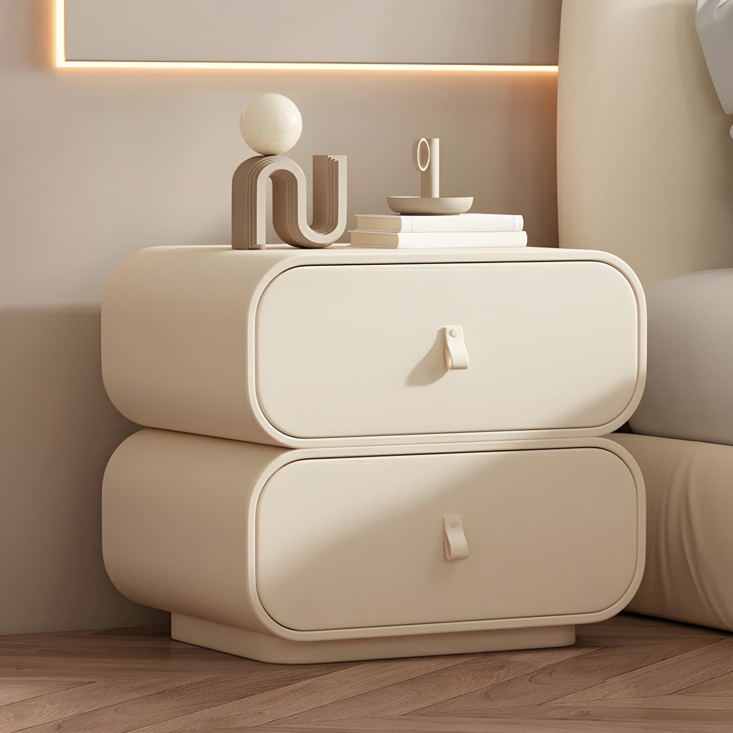 Contemporary Style Solid Wood 2-Drawer Night Table for Bedroom - image 8