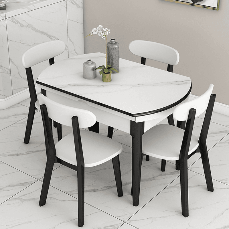 Minimalist Slate Dining Table Set with 4 Legs, Enclosed Back, Padded Chair, and Dove Grey/White Table Top - image 6