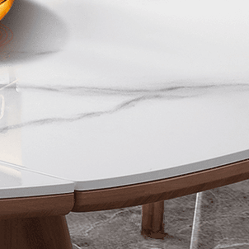Dining Table Set with Extension Feature and Slate Stone Top, Seats 6/4 People, Variable-sized