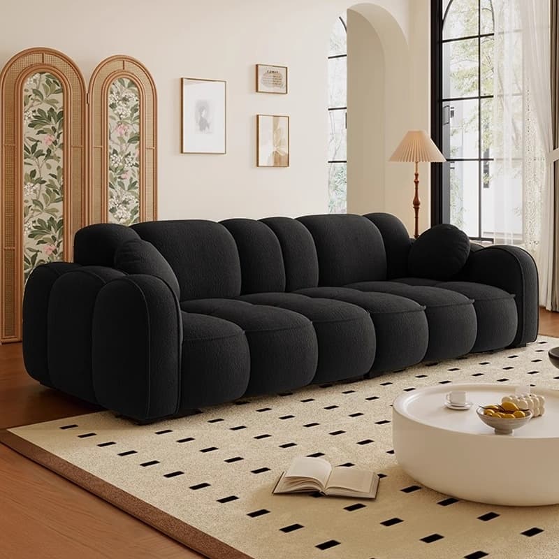 Minimalist Solid Color Standard Sofa Stain Resistant/Water Resistant Dove Grey/Auburn/Amber Color with 2 Pillows & Arm for 4-seater/Seats 3
