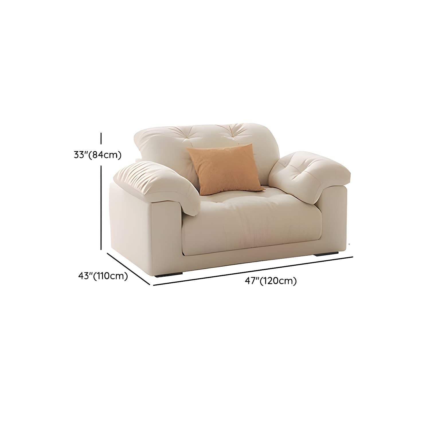 Modern Tufted Sectional Sofa in Off-White with Pillow Top Arm - image 23