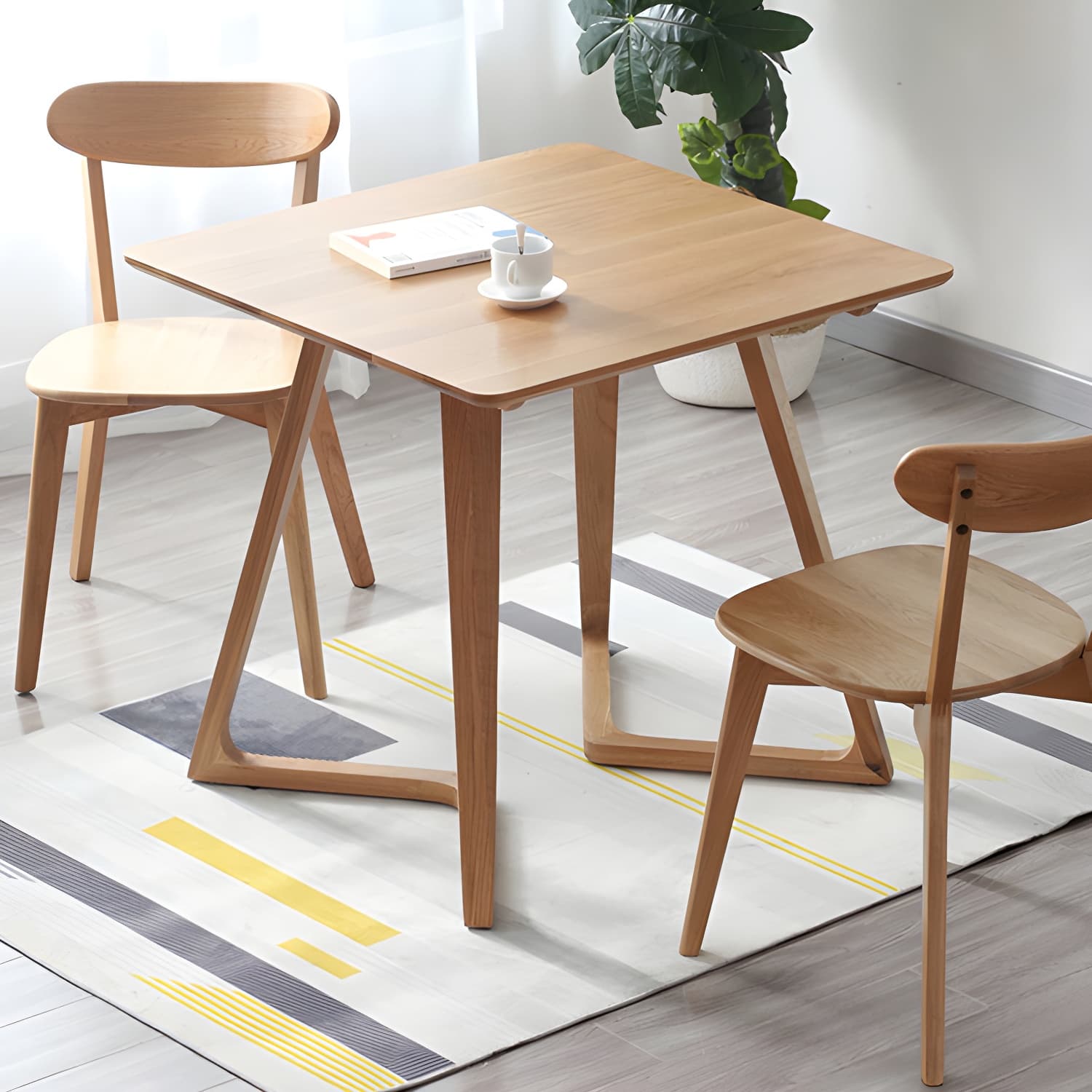 Double Pedestal Oak Solid Wood Dinette Table Modern Style Dining Table - image 9
