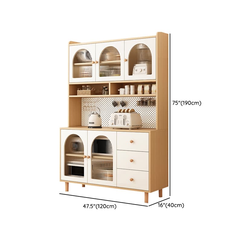 Scandinavian Wood Buffet 3 Cabinet Doors with Glass Interior Shelves - image 29