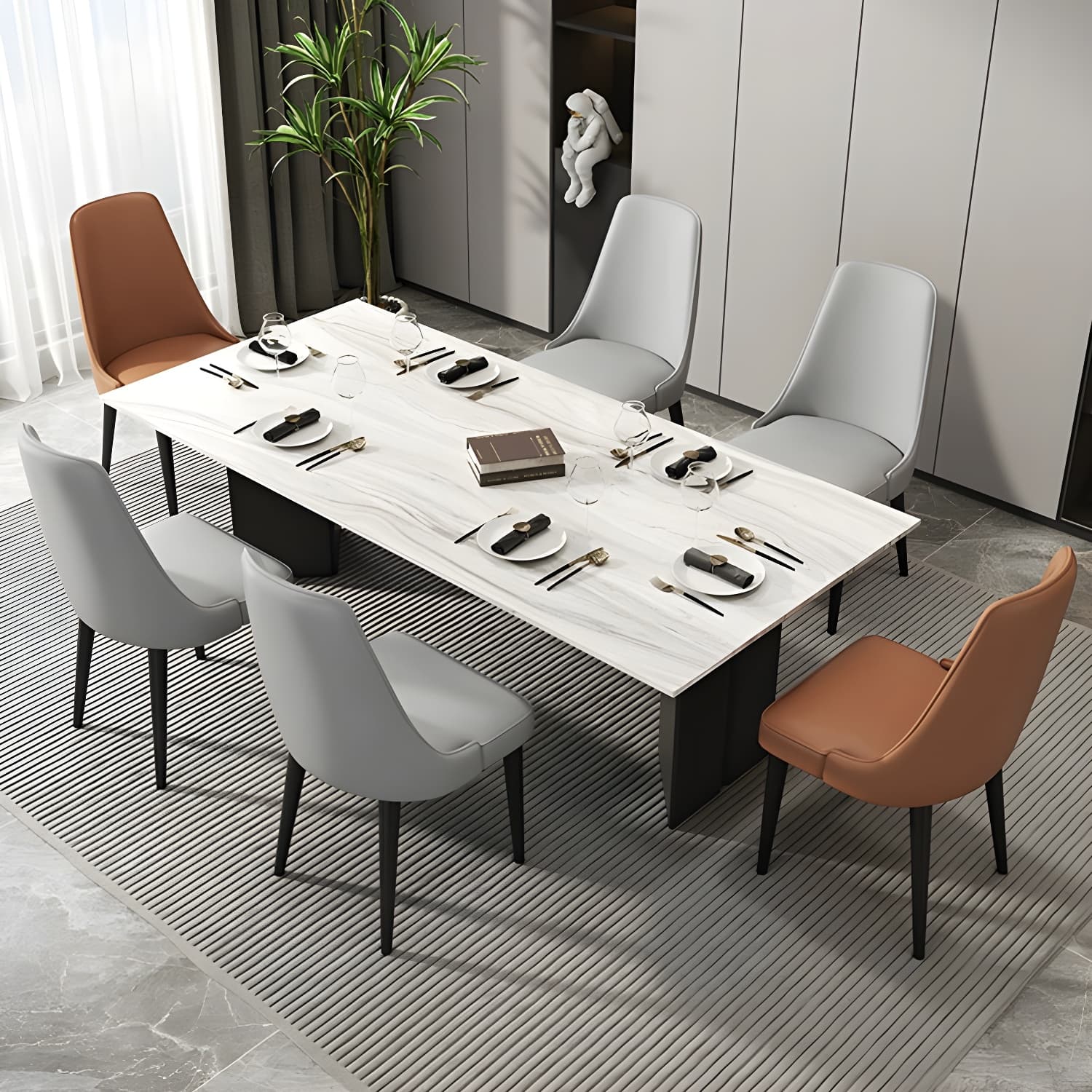 Mid-Century Modern Armless Faux Leather Kitchen and Dining Side Chair in Parsons Style - image 16