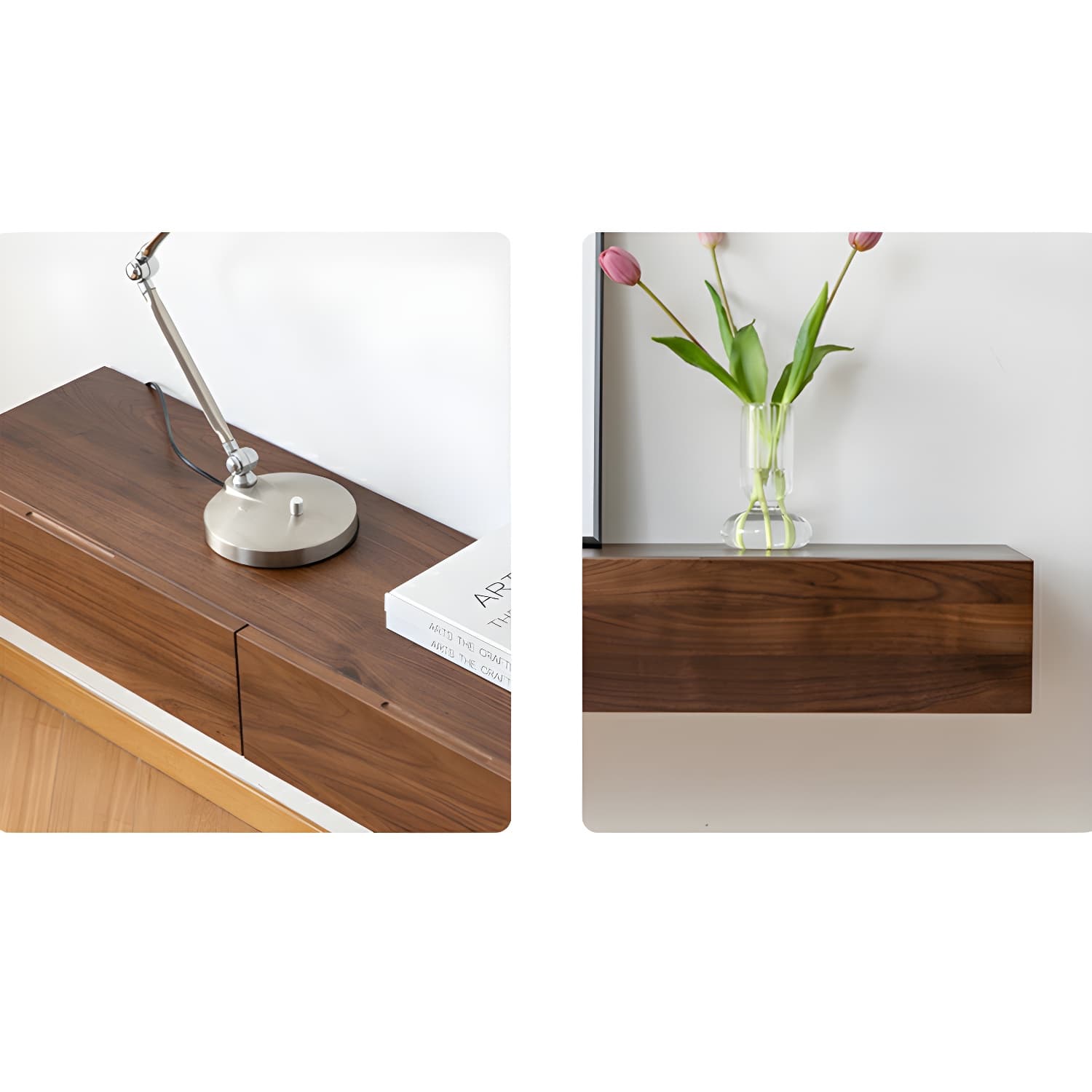 Modern Wall-Mounted Walnut TV Media Console with 2-Drawer and 2-Door - image 11
