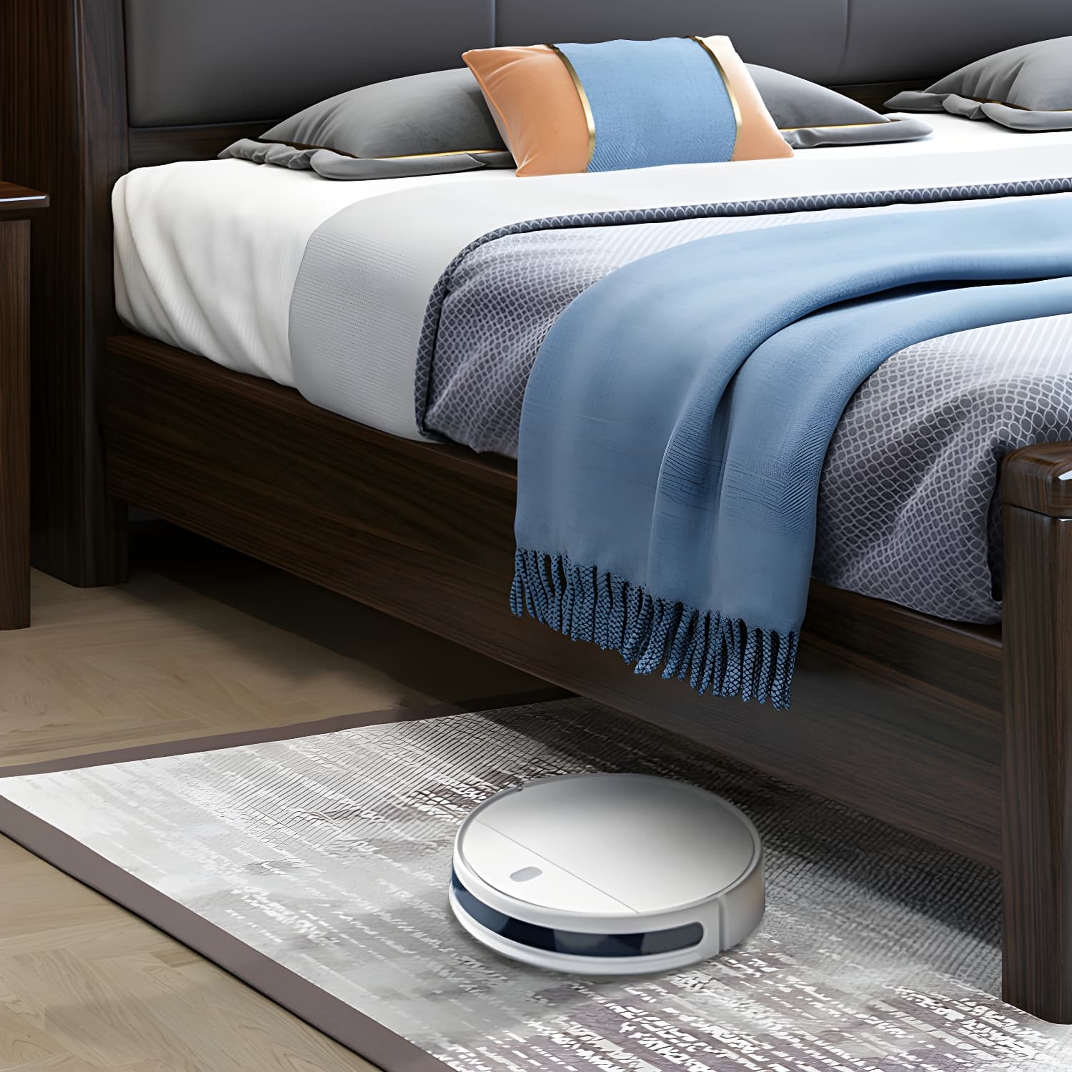 Brown Upholstery Wood Bed with Headboard – Modern Style, Full Assembly Needed - image 7