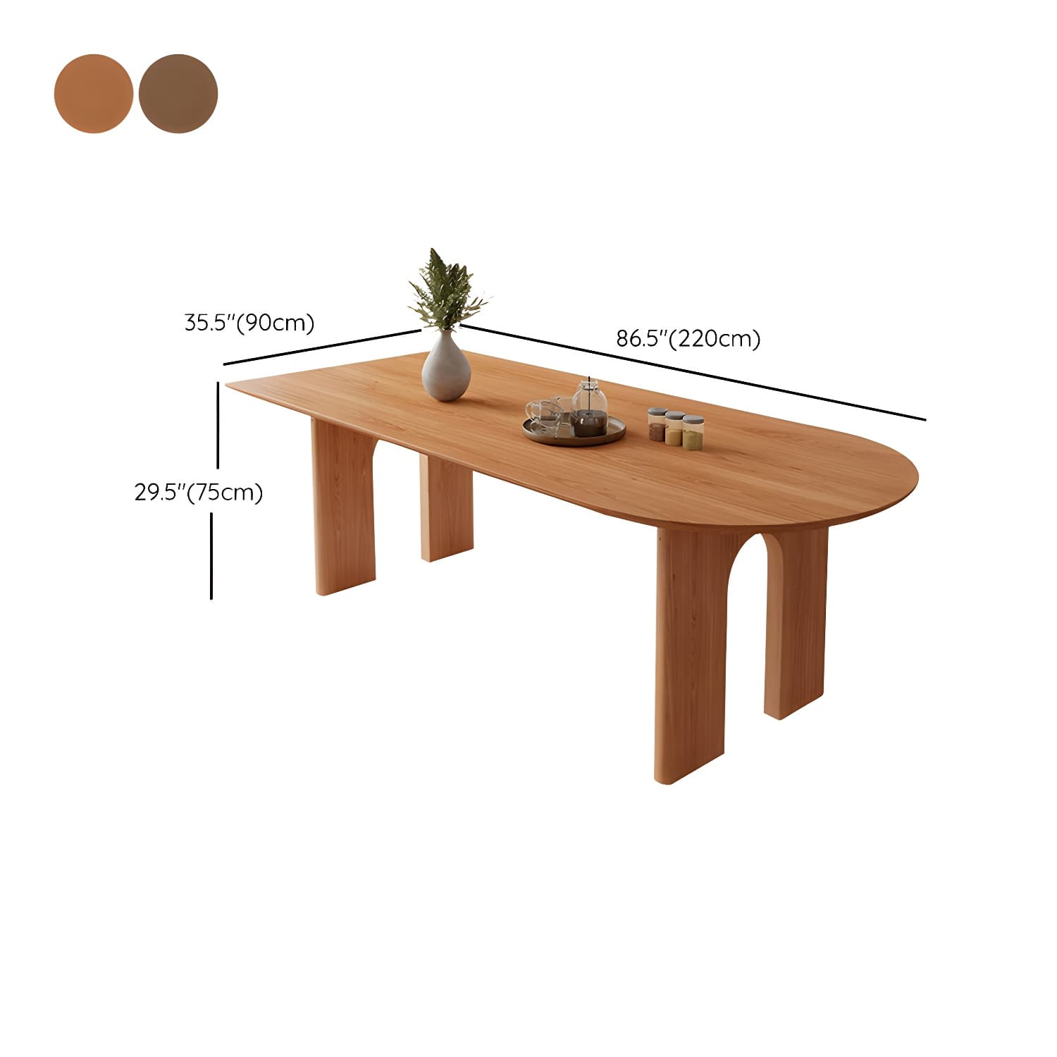 Scandinavian Wooden Oval Dining Table in Natural and Brown for Dining Room - image 20