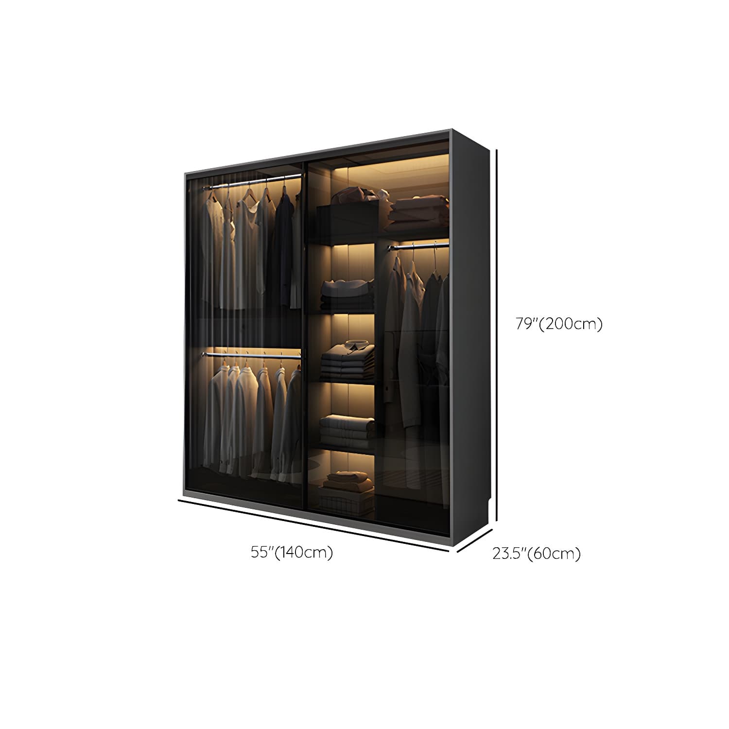 Glass and Wood Wardrobe Armoire Contemporary Wardrobe Cabinet - image 10