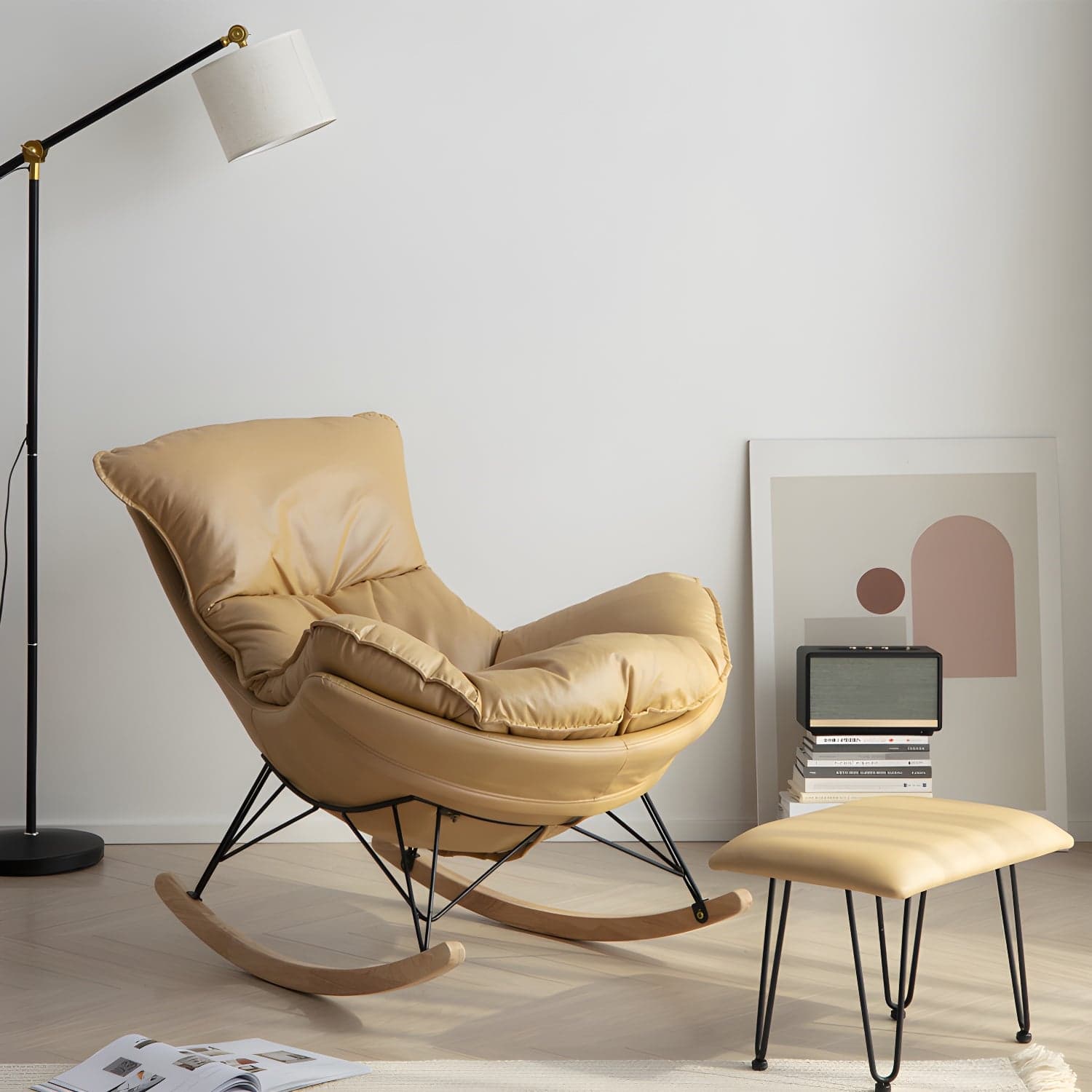 Modern Rocking Chair Upholstered Button-Tufted Glider for Living Room - image 9