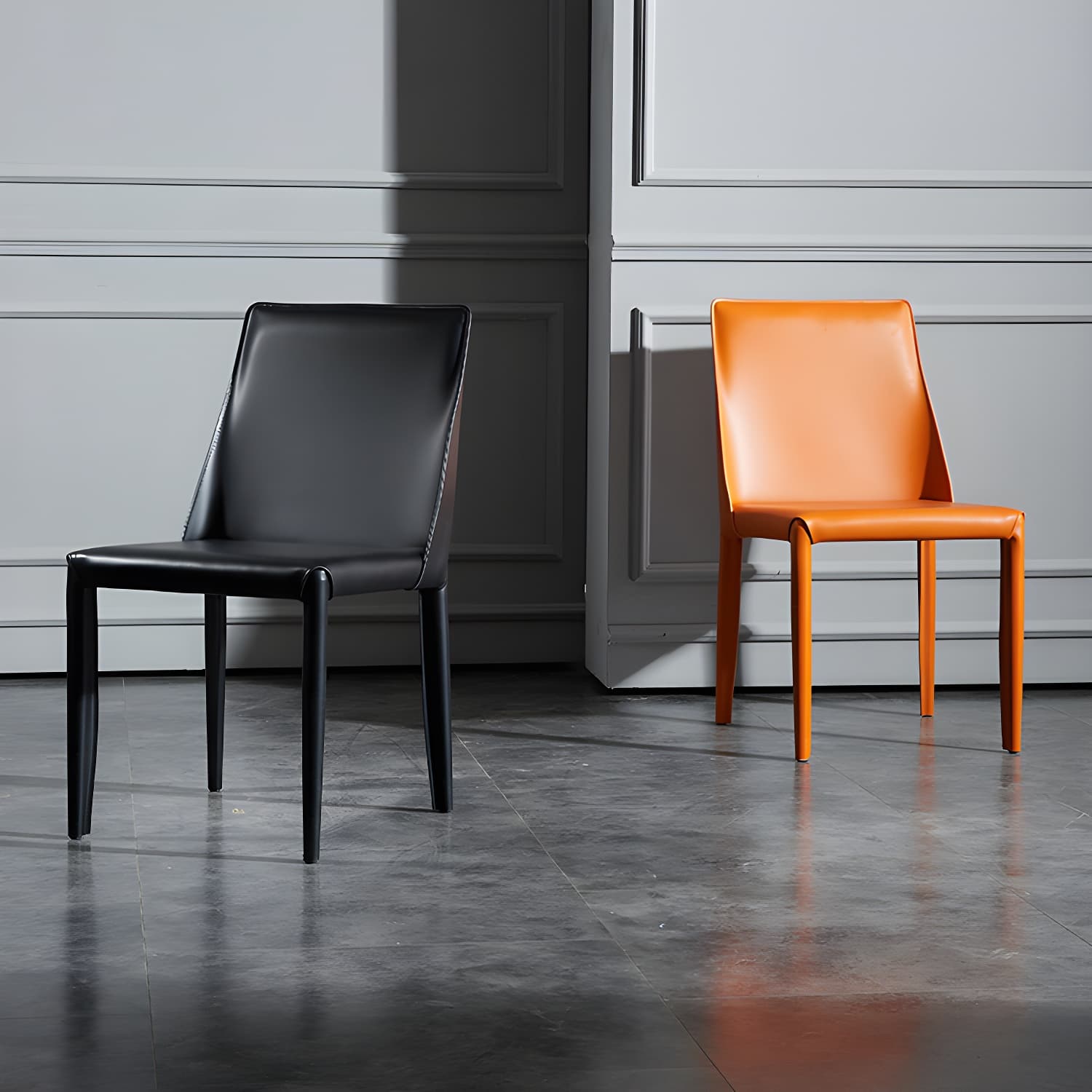 Solid Back Armless Dining Chairs Indoor Leather Side Chairs with Metal Legs - image 10