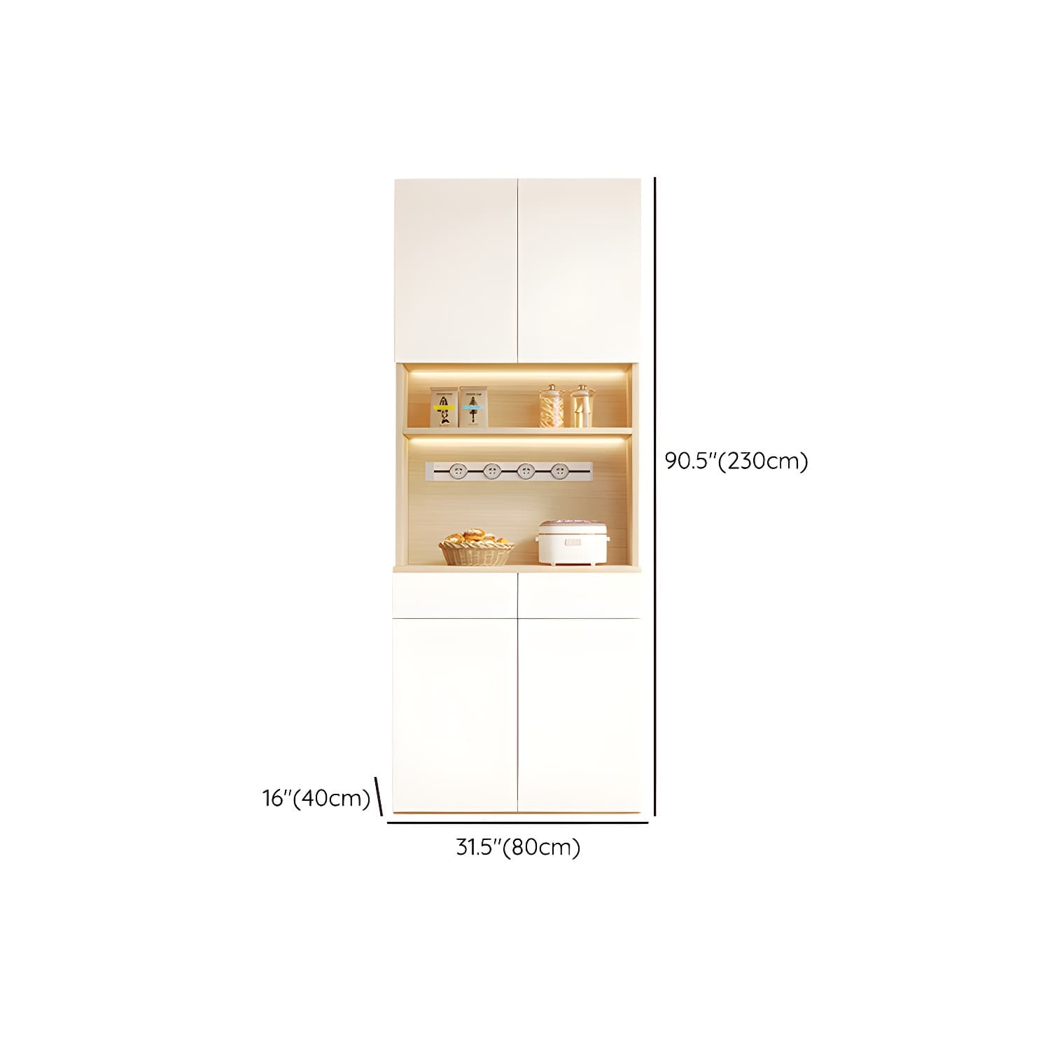 Scandinavian White Wood Buffet Sideboard Cabinet with Cabinets and Shelves - image 14