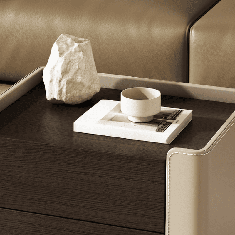 Simplistic Drawer Storage Nightstand with 2 Drawers, Wood Countertop, and Leg - image 12