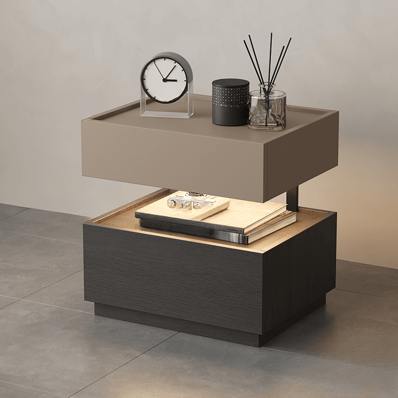 Organic Modern Nightstand With Drawer Organization with Particle Board Wood Countertop and Illuminating Lighting - image 6