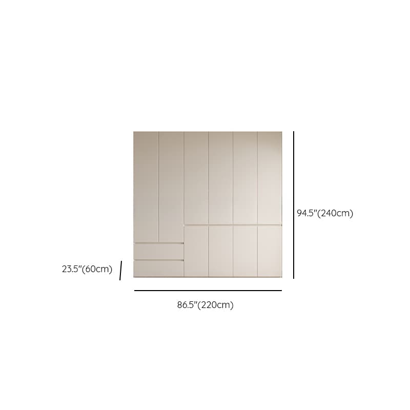 Beige Minimalist Manufactured Wood Cabinet Armoire with Soft Close Drawer, Soft Close Door, Interior Shelves, and Clothing Rod - image 24
