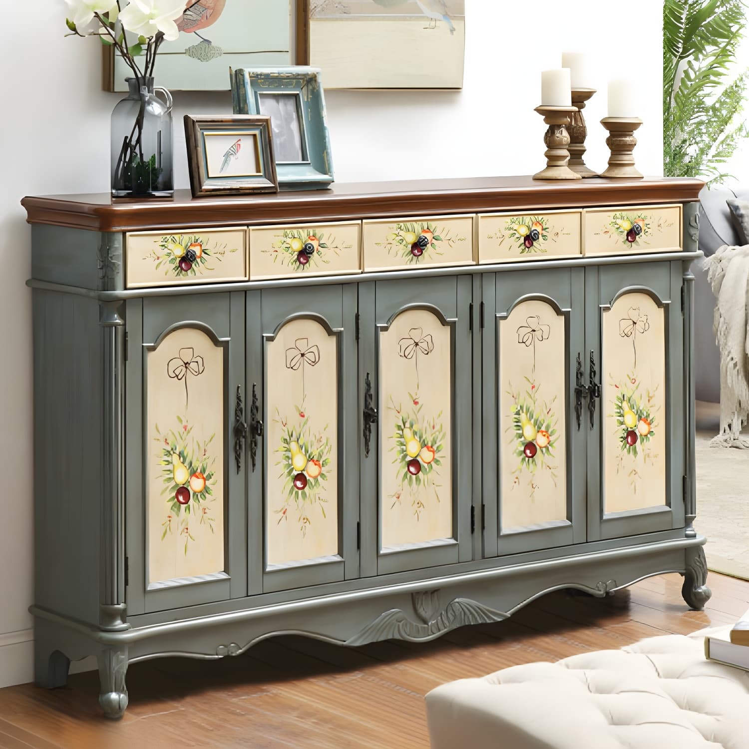 Glam Style Wood Sideboard with Drawers Dining Server for Kitchen - image 9