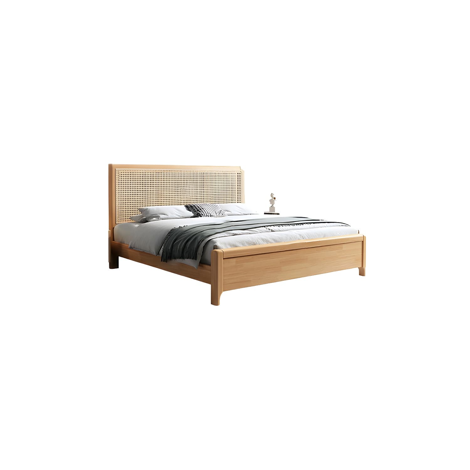 Natural Wicker/Rattan Scandinavian Bed with Headboard and Footboard for Modern Style - image 5