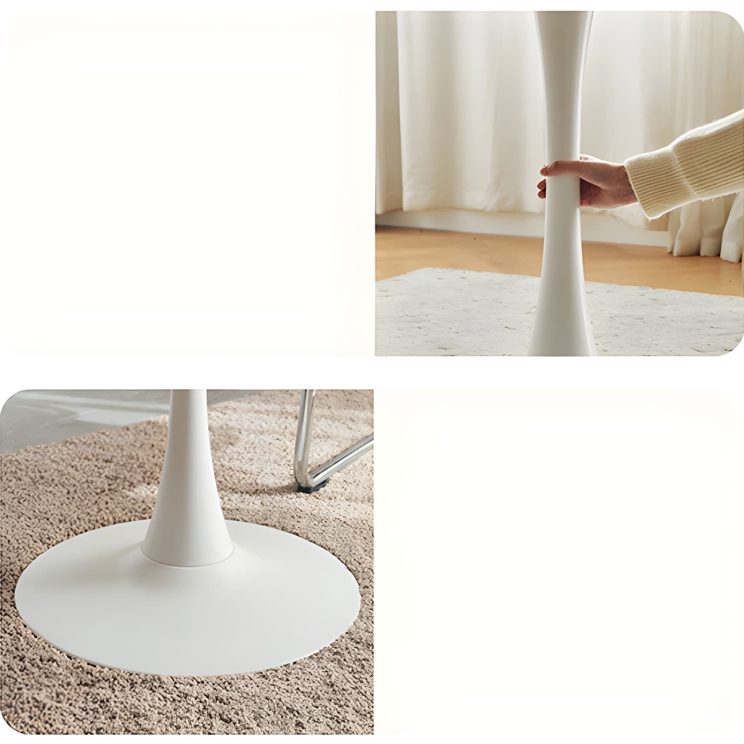 White Round Wood Dining Table with Steel Tulip Base, Modern Design - image 8