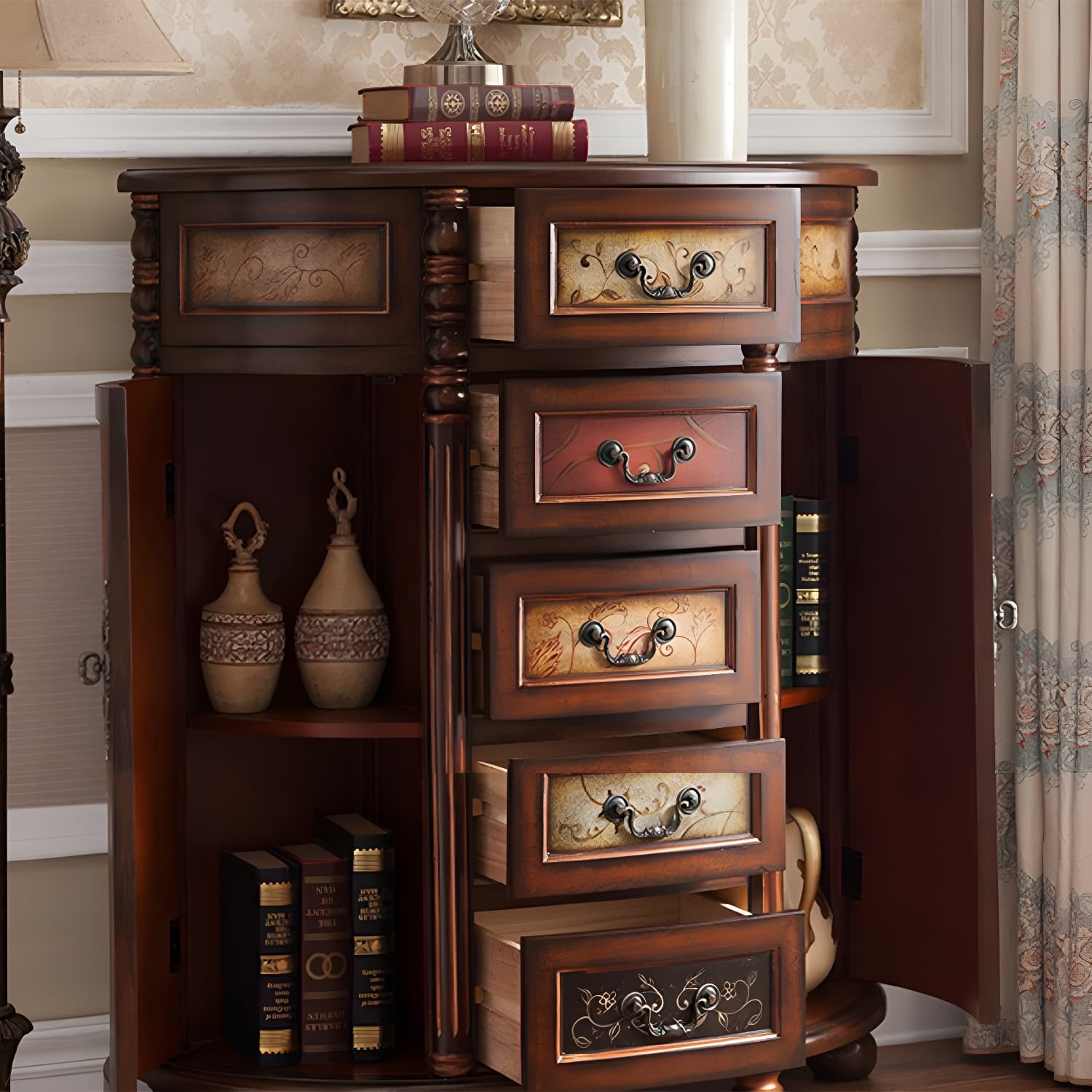 Industrial Distressed Wood Storage Cabinet 2 Doors Rectangle Accent Cabinet - image 11