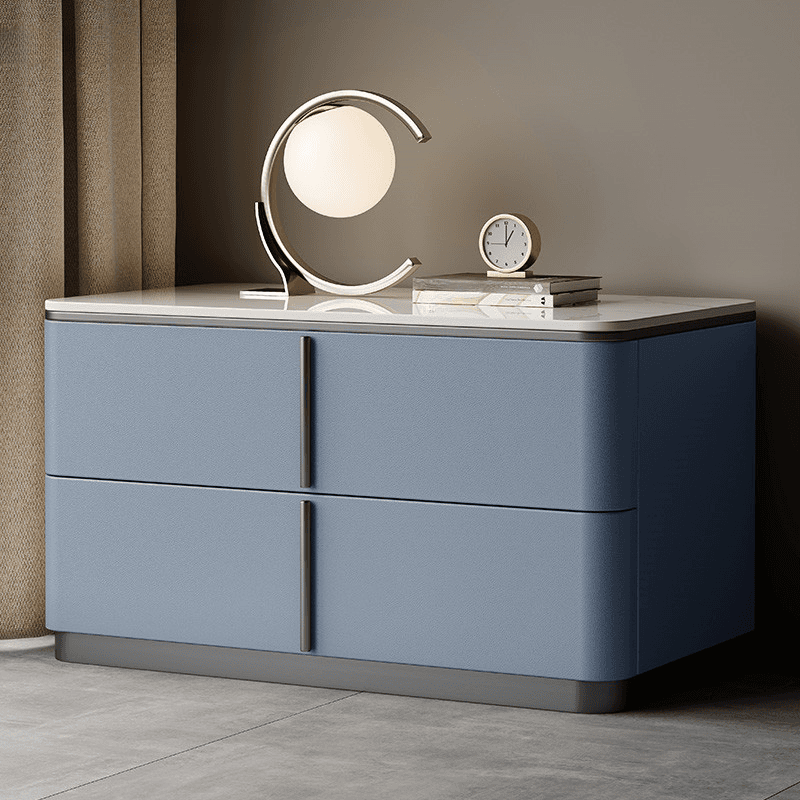 Modish Drawer Storage Bedside Table with 2 Drawers and Sintered Stone Countertop - image 7