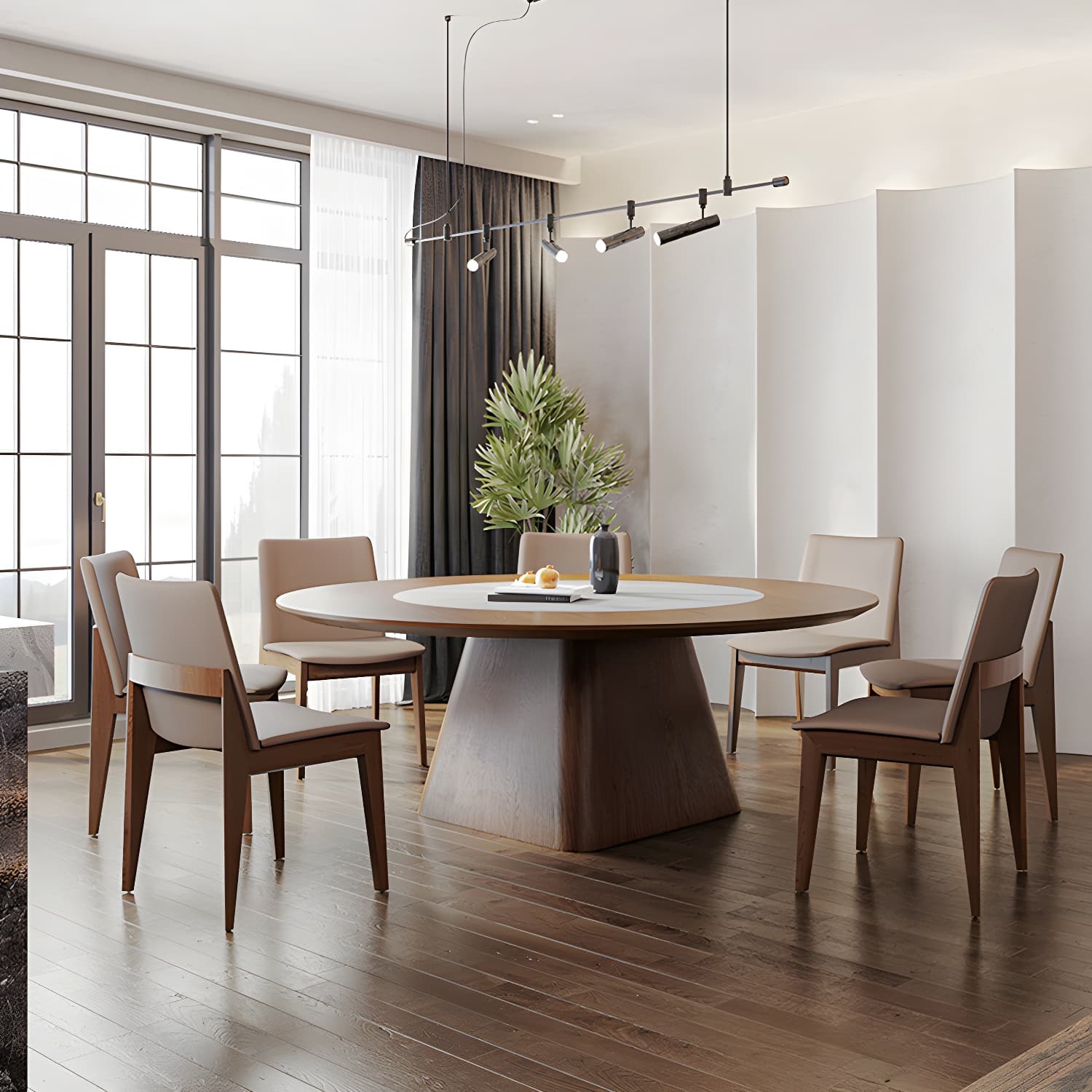 Contemporary Sintered Stone Table Round Table Set 1/6/8/9/12 Pieces Dining Set - image 10