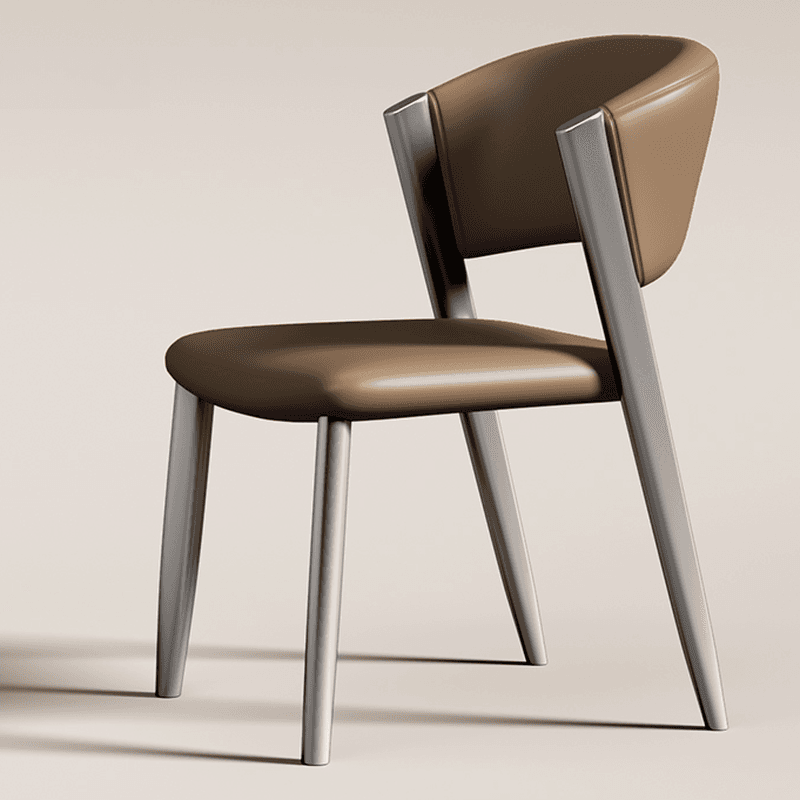 Modish Armless Chair with Exposed Back, Cushioned, Grey Steel Legs