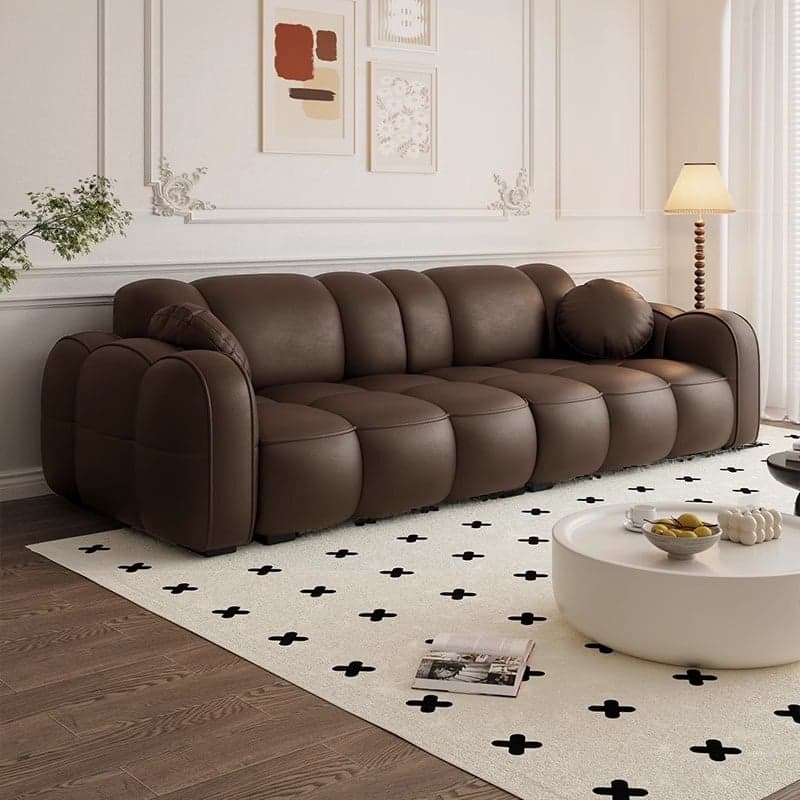 Minimalist Solid Color Standard Sofa Stain Resistant/Water Resistant Dove Grey/Auburn/Amber Color with 2 Pillows & Arm for 4-seater/Seats 3